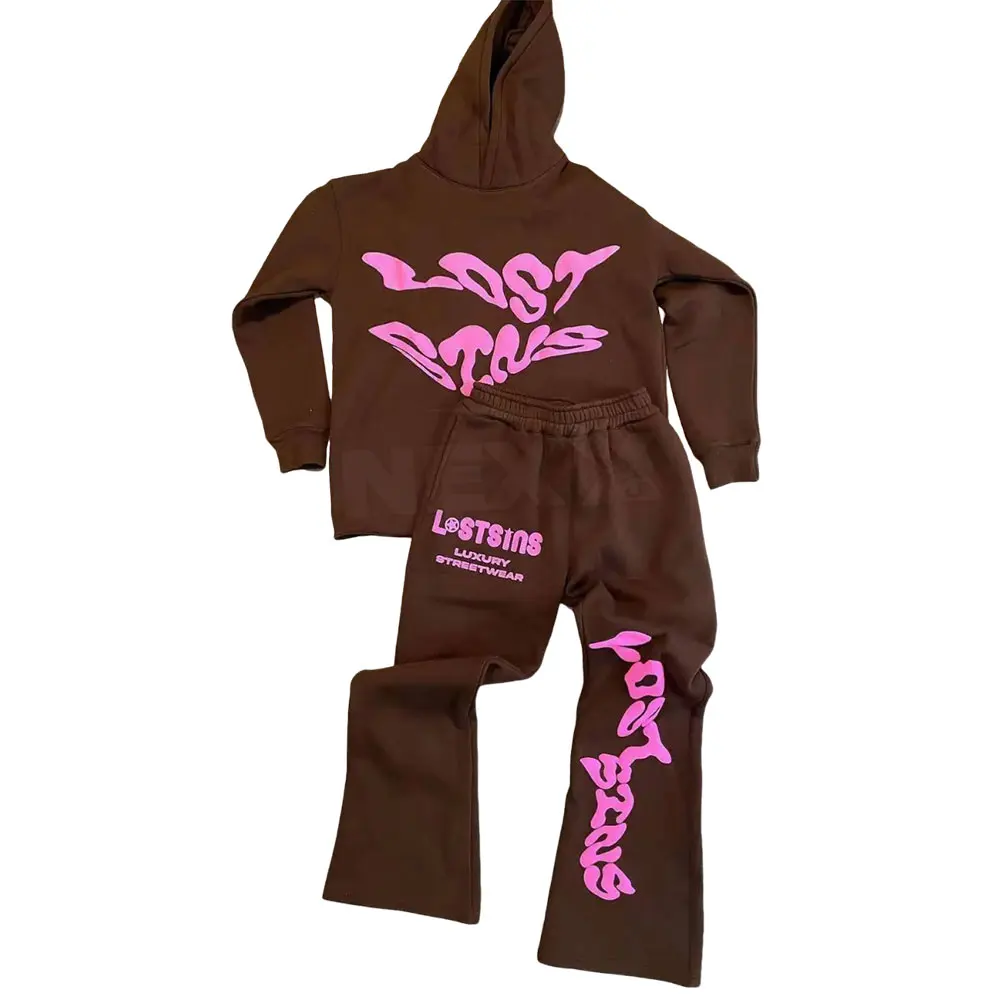 Premium Quality Winter Wear Puff Printing Tracksuit Two Piece New Design Puff Printing Tracksuit