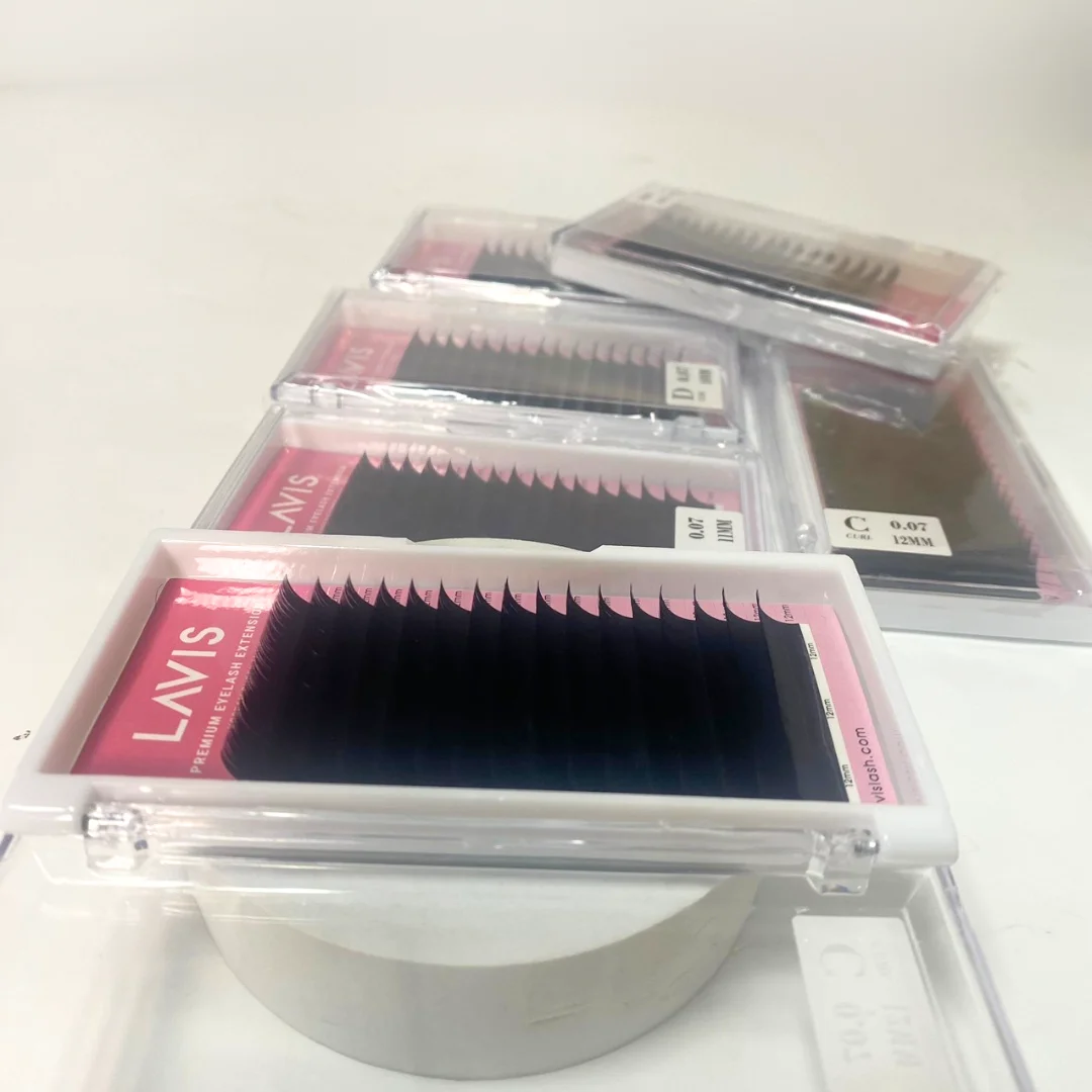 Wholesale Custom LOGO Lash Trays 0.03mm 0.05mm 0.07mm Cashmere Matte Dark Black Fully Super Soft Faux Mink Eyelashes