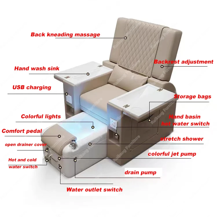 2024 Auto Full body salon spa Massage Manicure Chair Electric Reclining Foot Nail Pedicure Chair With Surfing Function