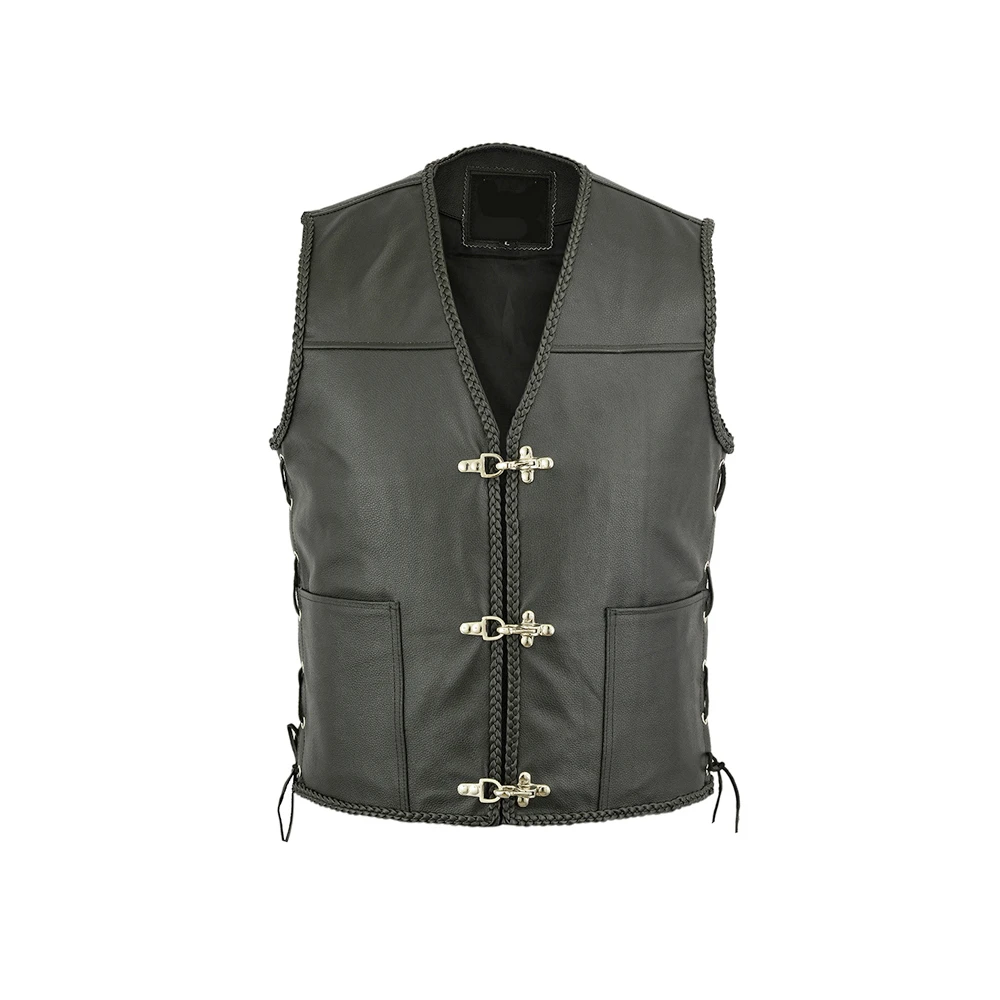 New Arrival 100% High Quality Men Leather Vest Custom Design Bike Leather Vest For Men