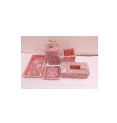 Top selling resin bathroom set Toilet Decor Bathroom Set luxury design 4 Pieces resin pink Bathroom Accessories Set