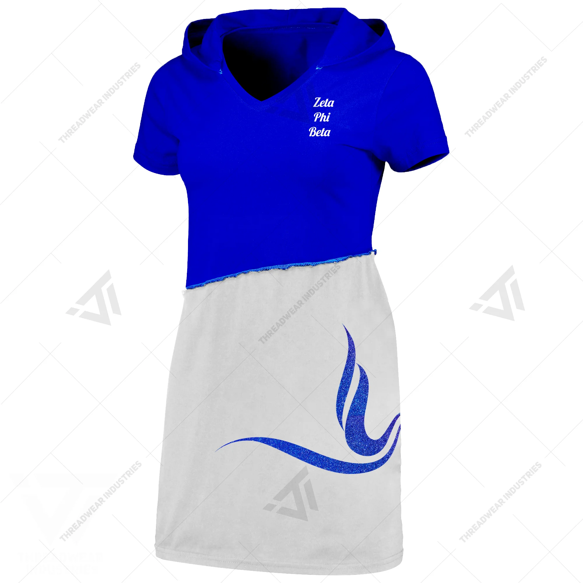 Custom Wholesale Glitter Printed Zeta Phi Beta Sorority Hooded Fall Dress