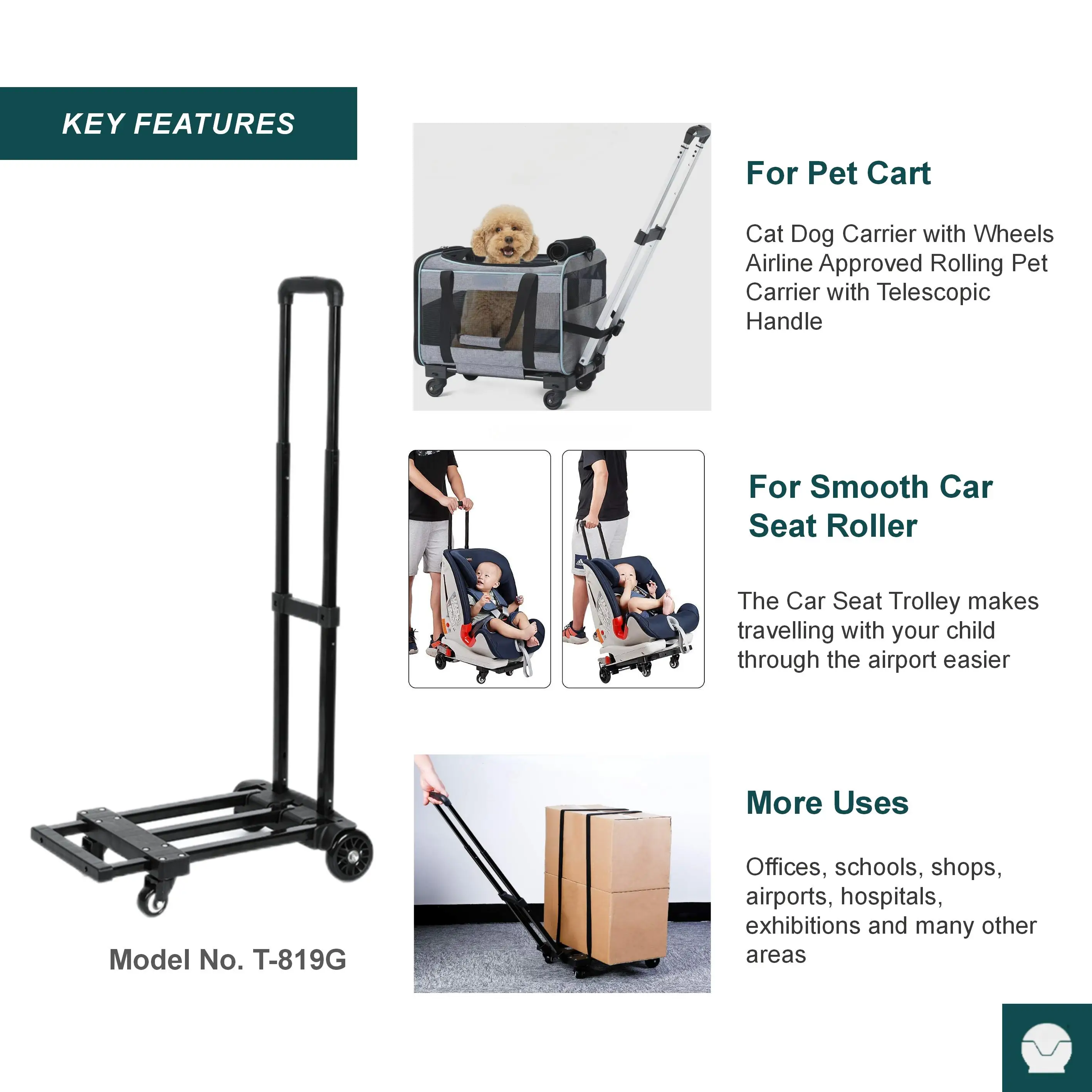 Tianyu Steel Folding  Home Use Hand Luggage Trolley Portability Folding Cart Outdoor