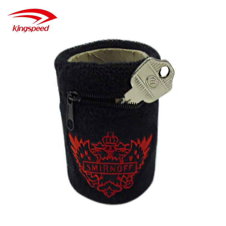 Wholesale Custom Tennis Sport Wrist Band Money Wallet Pouch Sweat Wristband With Zipper Pocket