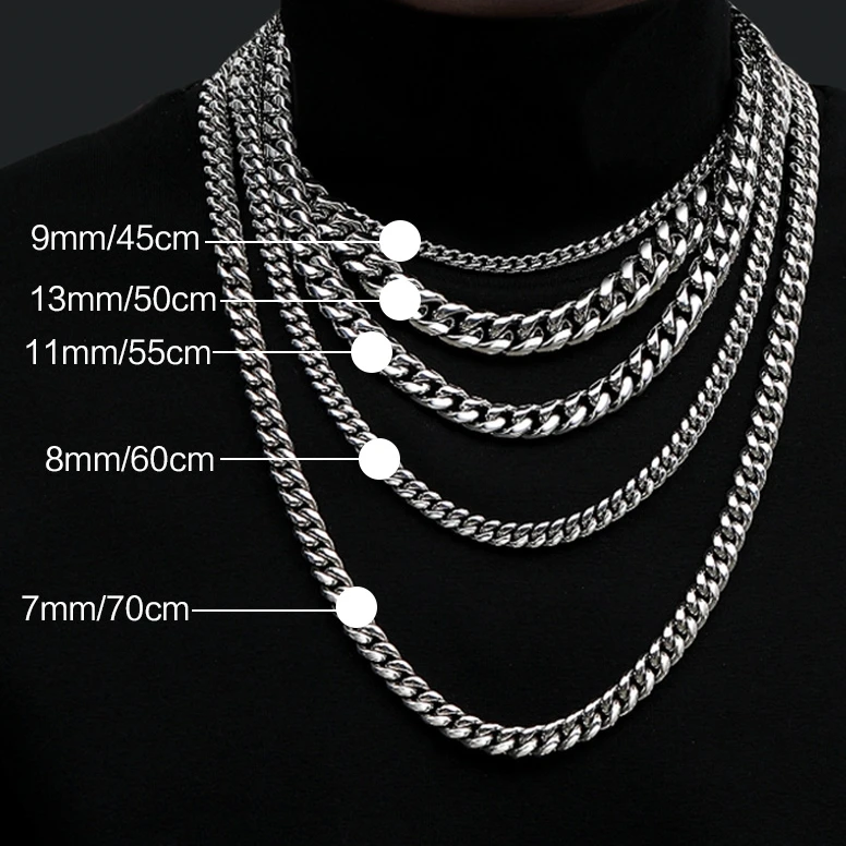 Wholesale Choker High Quality Polished Stainless Steel Curb Necklace Silver Chain Necklace Cuban Chain Necklace Unisex Men Women