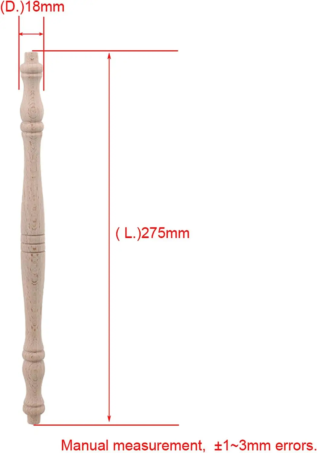 Wood Spindles 10.82inch/27.5cm Length Unpainted Baluster for Home Decorative Craft Set of 4