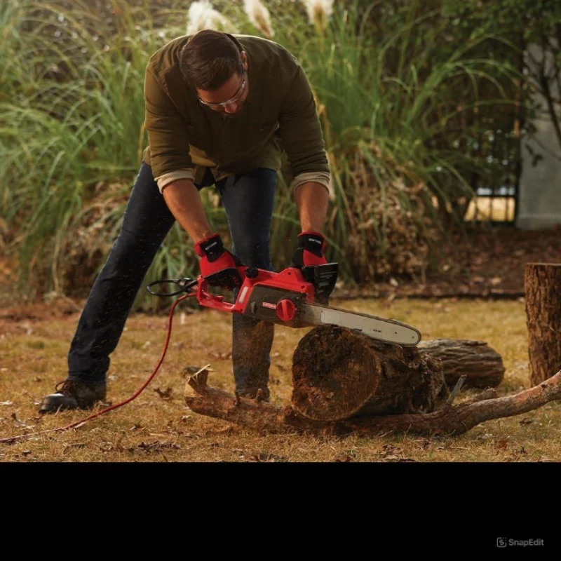 HOT DEAL 16-Inch Corded Electric Chainsaw with Low Kickback, Auto-Oiling, and Tool-Free Chain Tensioning
