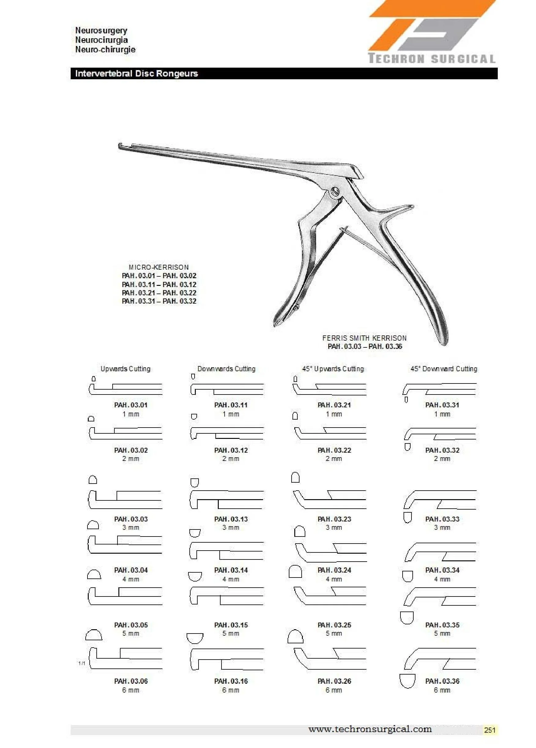 2 мм укус 25 см стержень Kerrison Rongeurs для нейрохирургии