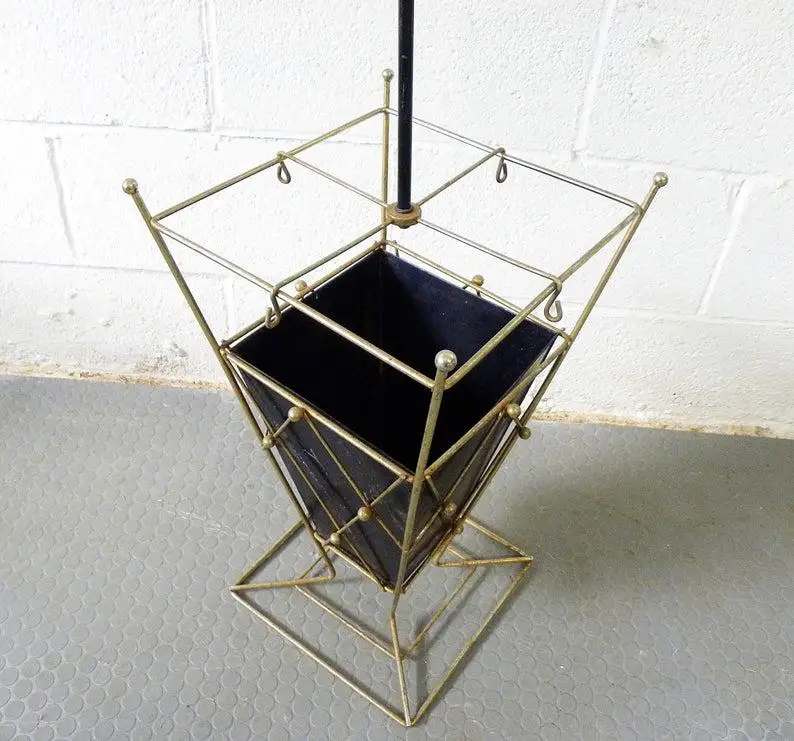 Gold and Black Umbrella Stand with Hanging Option Custom Size Accepted Ideal for Home Decoration and Rain Gear Storage