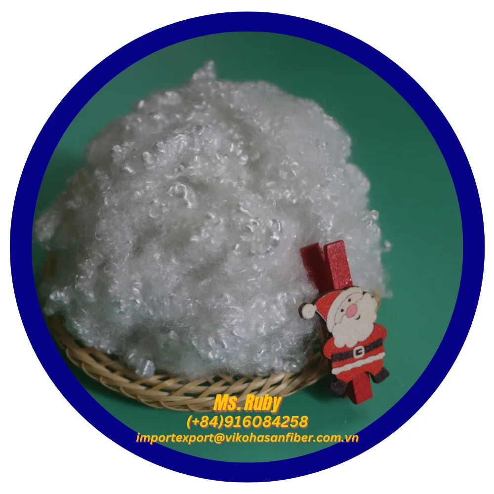PET Flakes HCS White Grade Polyester Staple Fibers 3D Fine Hollow Low Price Manufacturer-Vikohasan Stuffing Pillows Clothes Toys