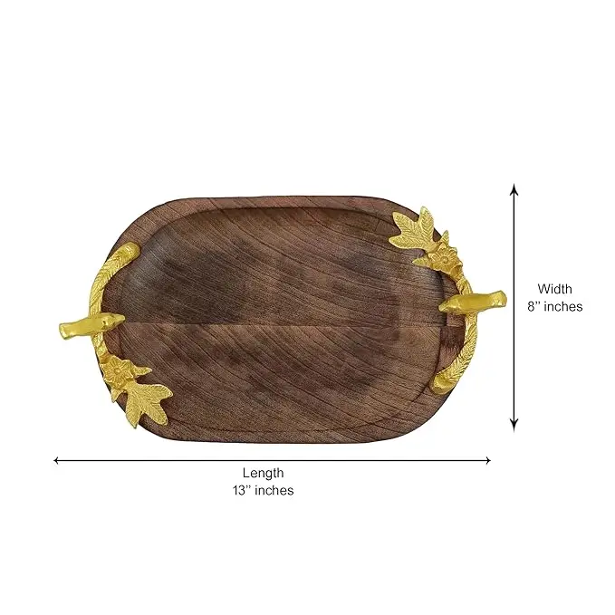 Cheap Priced Wooden Oval Serving Tray/Kitchen & Home Decor Tray/Tea Coffee Serving Wooden Tray By MEHAK IMPEX