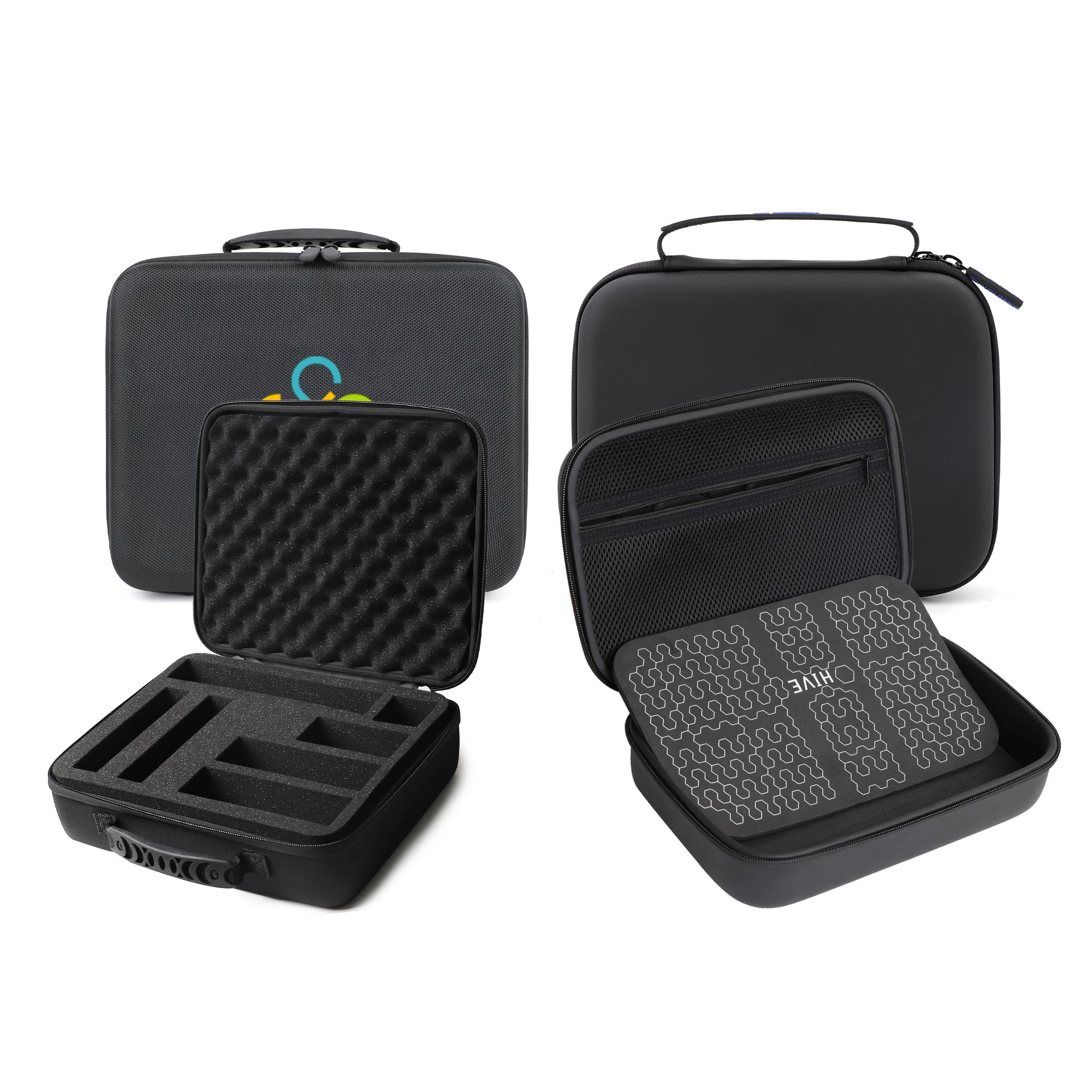 Custom Protective Carrying Hard Shell Waterproof Case for Tools Kits, Carbon Fiber PU Zipper Tool EVA Storage Case