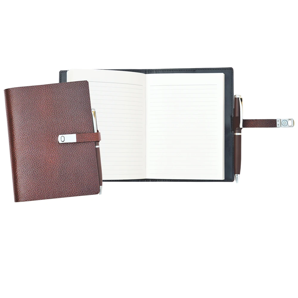 Executive Notepad Notebook Undated Organiser with pen and USB Metal Drive Case  memory chip 8 /16/32GB Notebook With Usb Drive