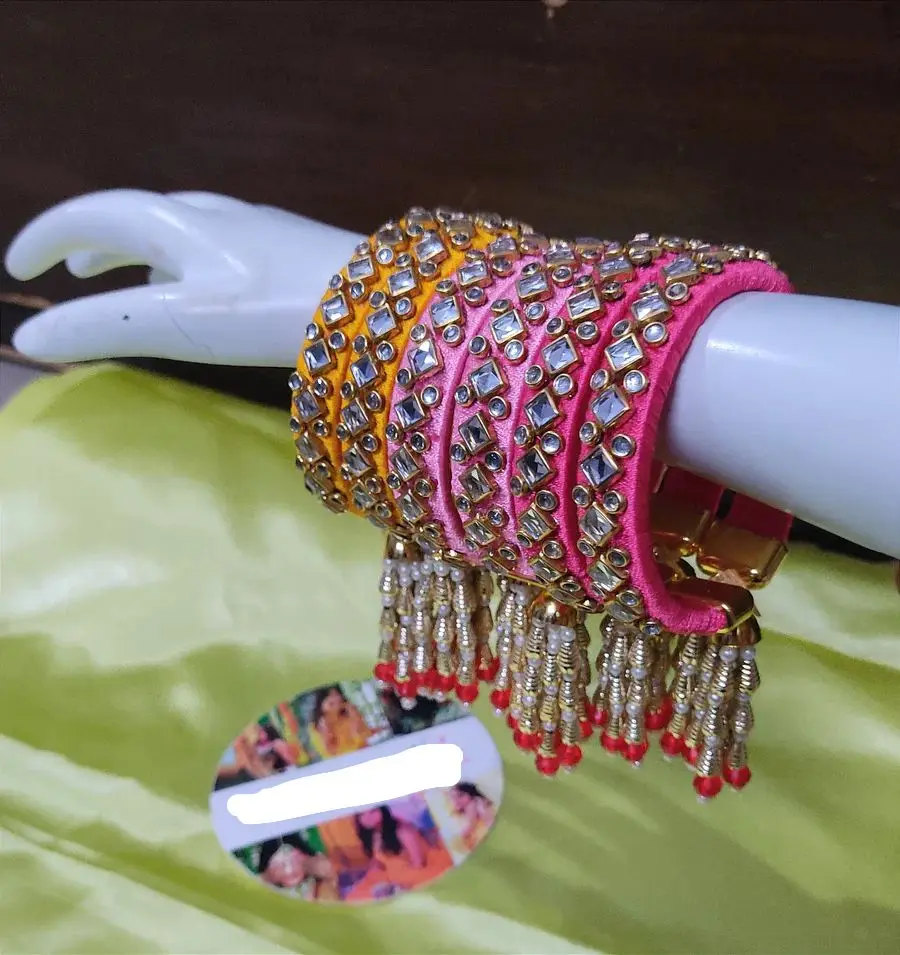Indian Wedding Bangle Set with Stones & Pearl work Wedding bangles Indian Jewelry Bridal Bangles Wedding Navratri Bollywood