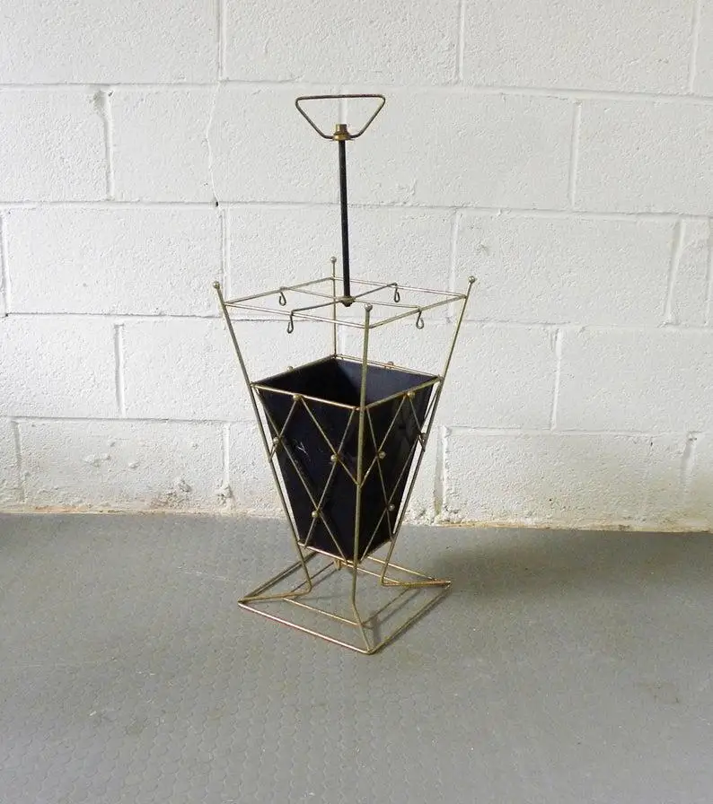 Gold and Black Umbrella Stand with Hanging Option Custom Size Accepted Ideal for Home Decoration and Rain Gear Storage