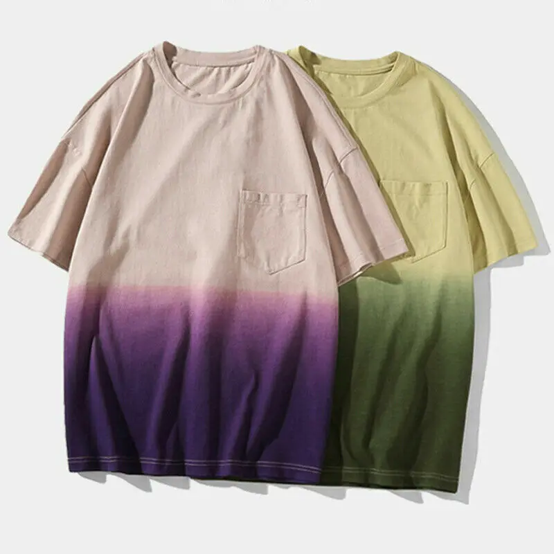 Latest Design Sublimated Mens Short Sleeve Drop Shoulder T-shirt Custom Pocket Top Tee Shirt Loose