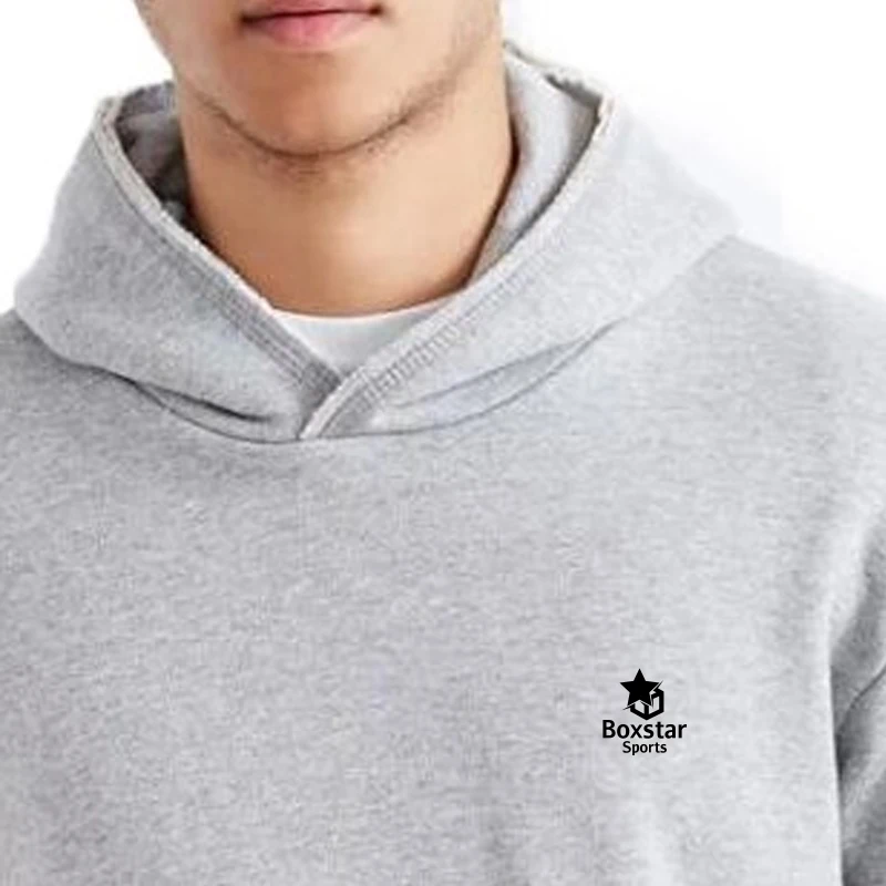 custom  long-sleeve unstitched edge mens cotton hoodie high quality raw hem hoodie