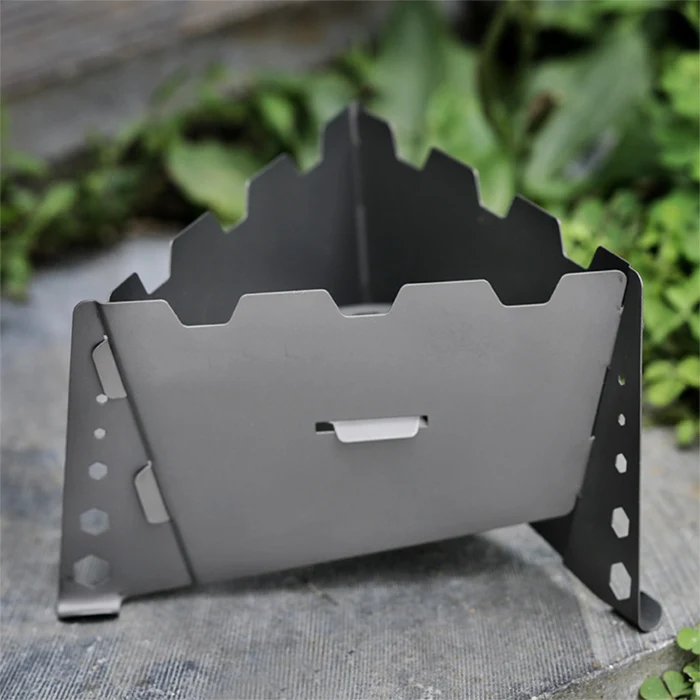 Outdoor Pure Titanium Solid Alcohol Stove Bracket Windbreak Portable Simple Assembly Picnic Titanium Stove
