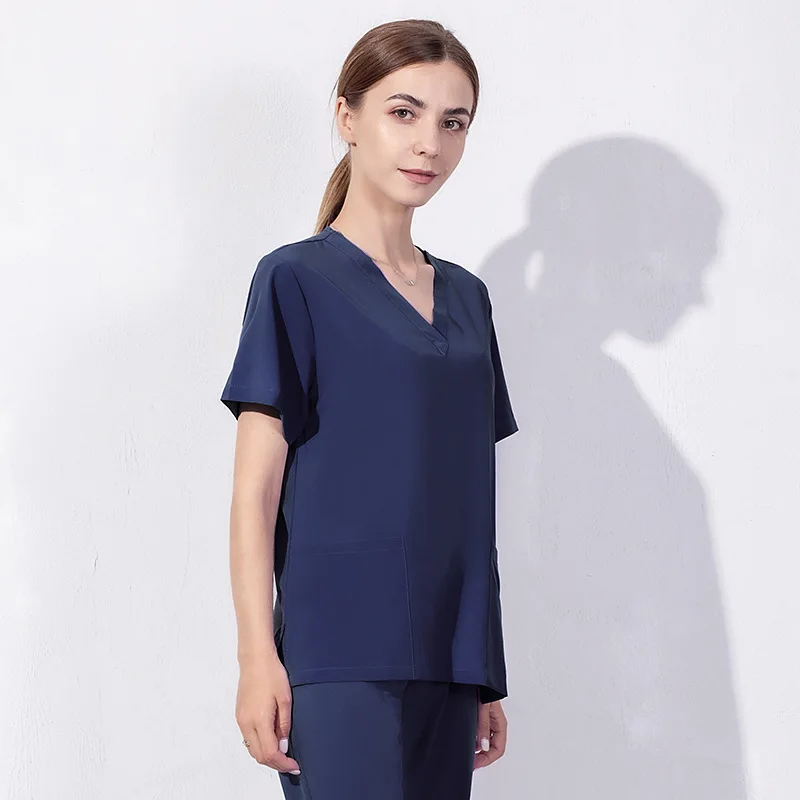 Nurse Uniforms Scrub Sets Neck Scrub Top Nursing Uniforms For Women Customized Label Woven Logo Hospital Uniforms