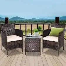 Patio Coffee Table Set Rattan Material Outdoor Furniture Coffee Shop Table And 2 Chair Set