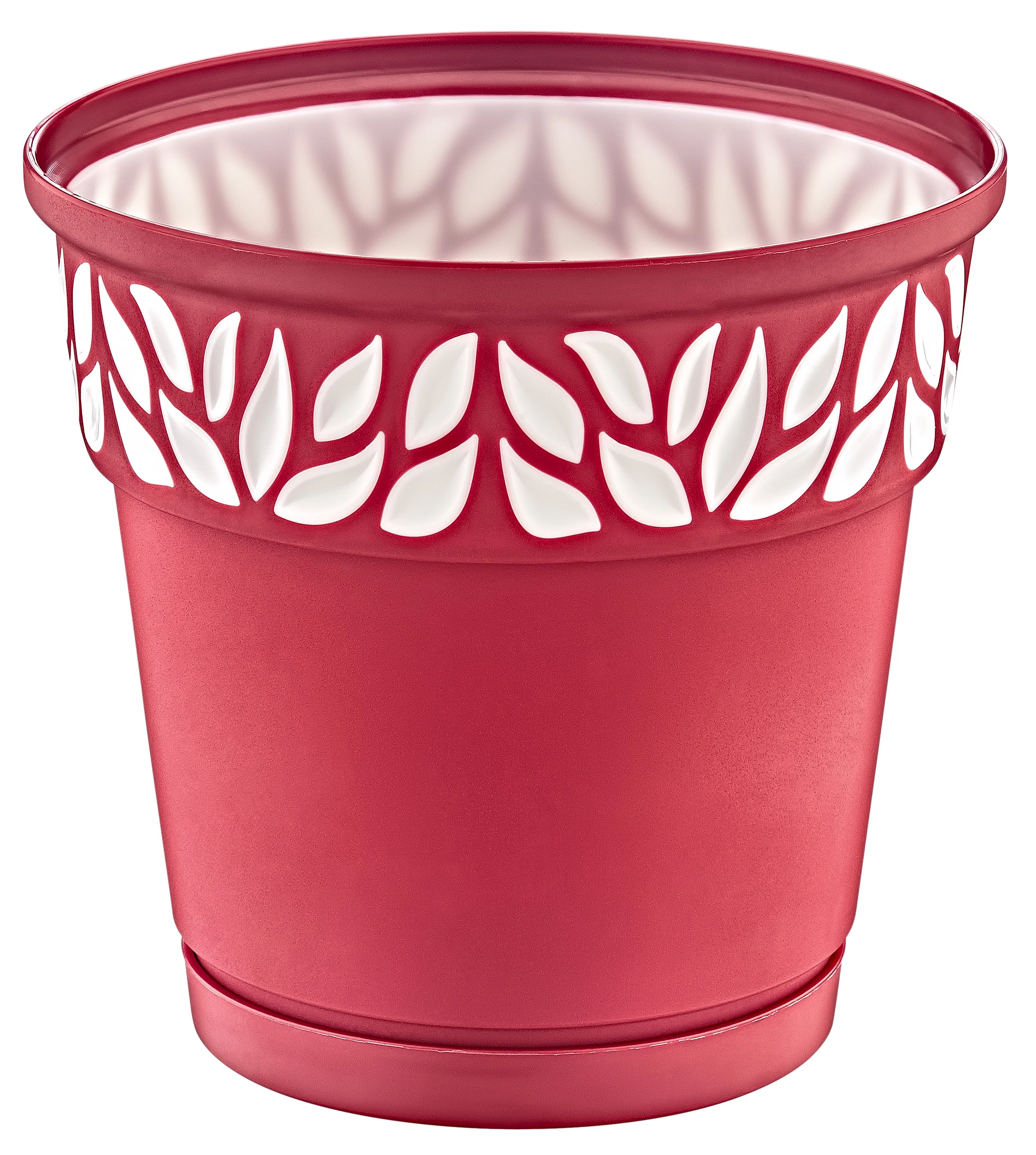 1,25 LT RED Durable Decorative Plastic Flower Pot with Elegant Cutout Design for Indoor Outdoor Use Lightweight Plant Container