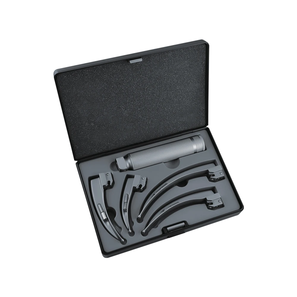 HOT SALE GORAYA GERMAN STAINLESS FIBER OPTIC Laryngoscope Mac Set of 5 BLADE & HANDLES EMT   CE ISO APPROVED