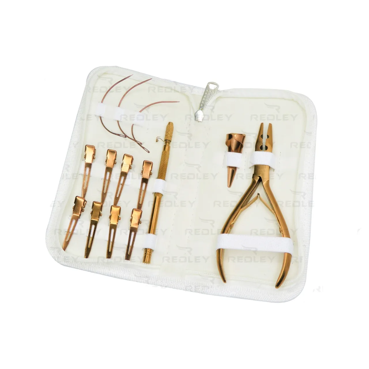 Hand Tied Hair Extension Tool Kit Set With Needle Professional Hair Extension & Beading Tool Kit Plier With Leather Pouch