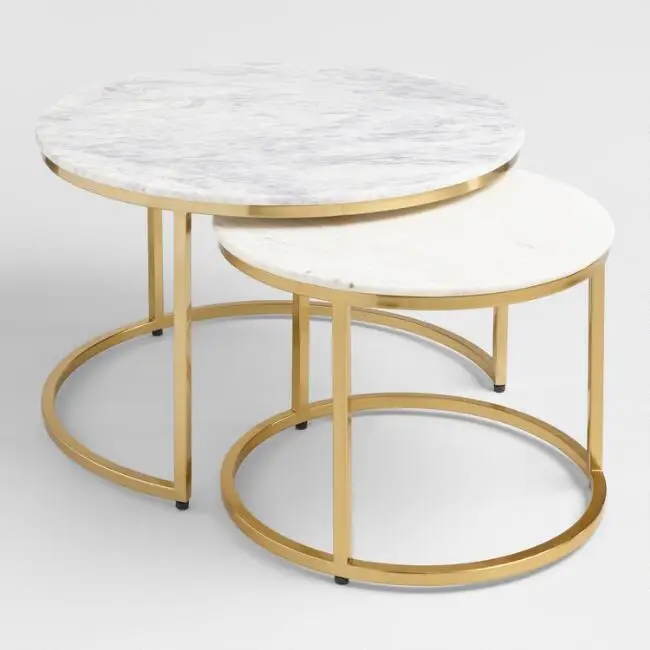 Wooden Top Round Coffee Table With Iron Legs Quality Assured Decorative Nesting Table / Center Table Buy From Indian Supplier