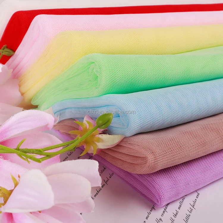 White Soft Tulle Mesh Fabric for African Bridal Wedding Polyester Lining & Decoration Material customized color available