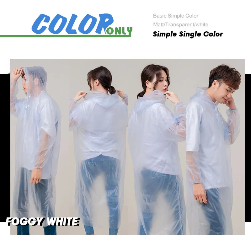 OEM Waterproof Semi White Hiking Travel Outdoor Hooded Design Fog Fashion Long Rain Jacket Transparent Winter Cheap Raincoat