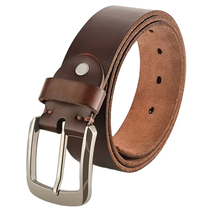 Brown Leather Belt- Luxury Genuine Cowhide Leather Waist Belt For Men Thick Brown Leather Belt