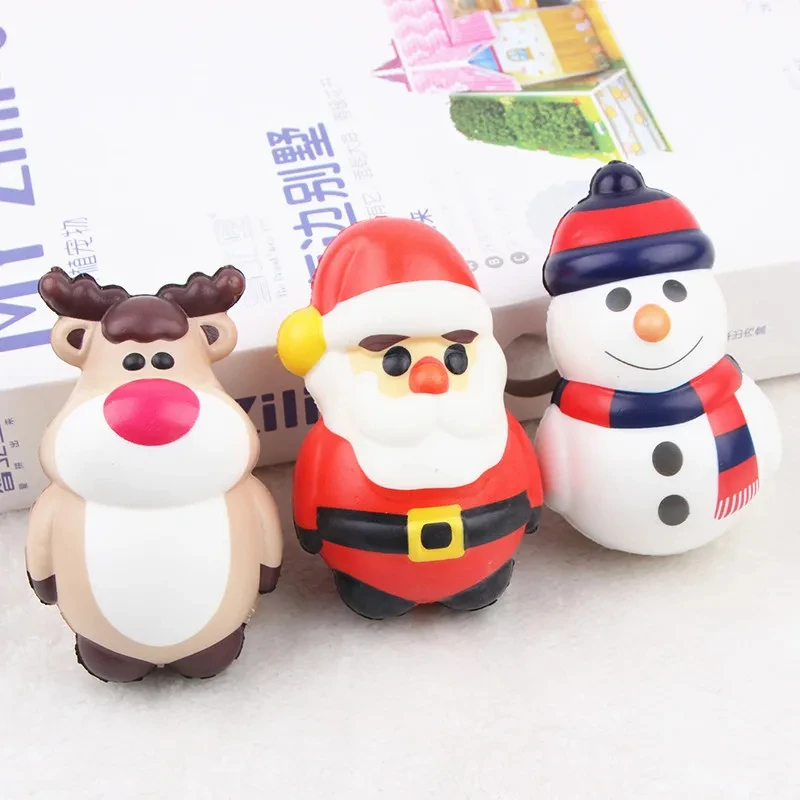 PU Santa Christmas Tree Snowman Squeeze Stress Ball Slow Rising Stress Relief Christmas Themed Squishy Fidget Toy For Kid
