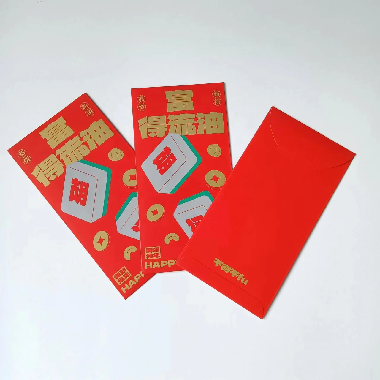 Factory custom red packet pouch cash paper envelope hongbao with soft-touch paper packaging envelope