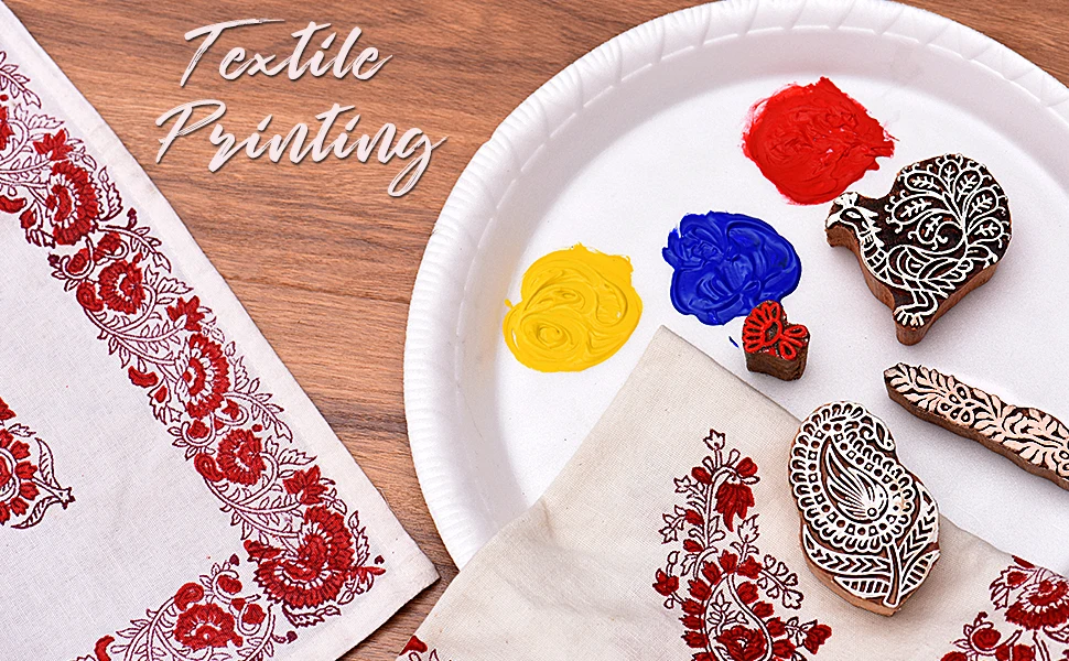 Handmade Mix Wooden Printing Blocks Craft Brown Textile Saree Cloth Canvas Stamp Indian Floral Online WB-1167 New Design