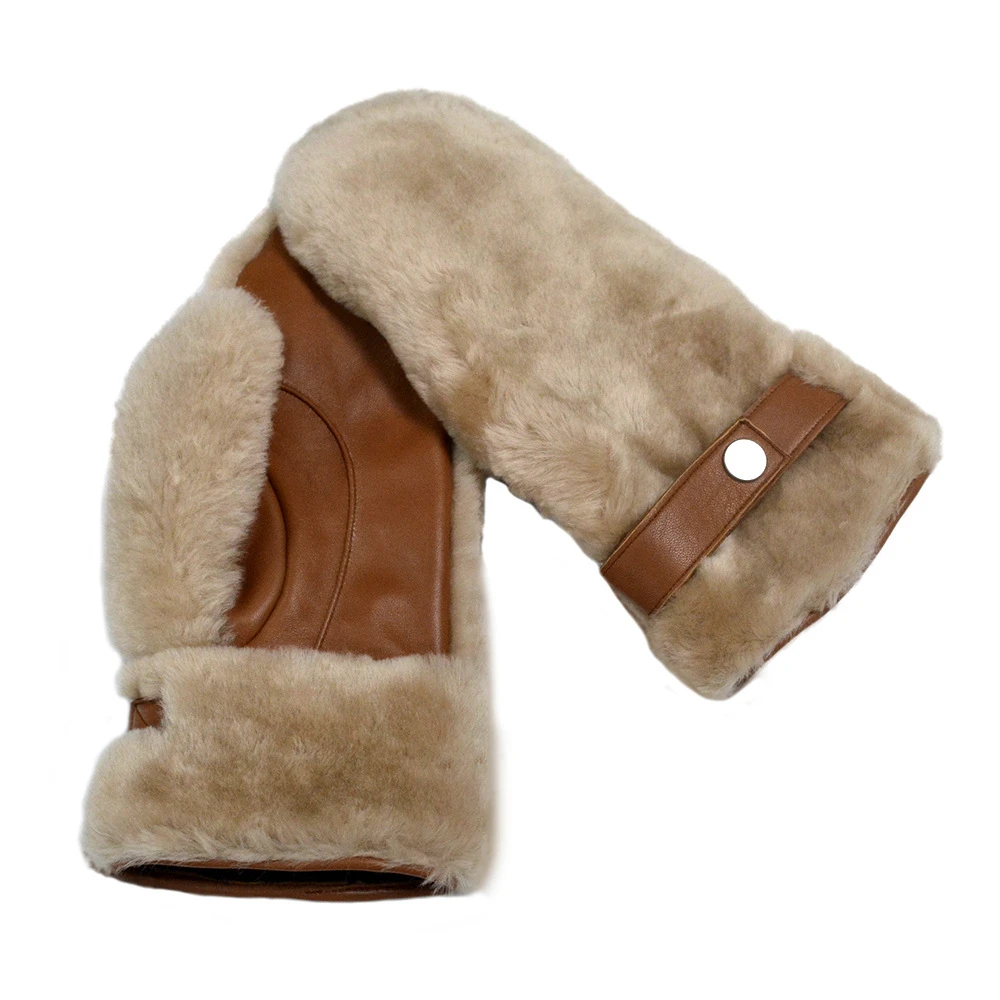 Fashion Unisex Sheepskin Mittens Winter Thermal Gloves Leather Fur Gloves for Women Men 100% Nature Sheepskin Mittens Woman