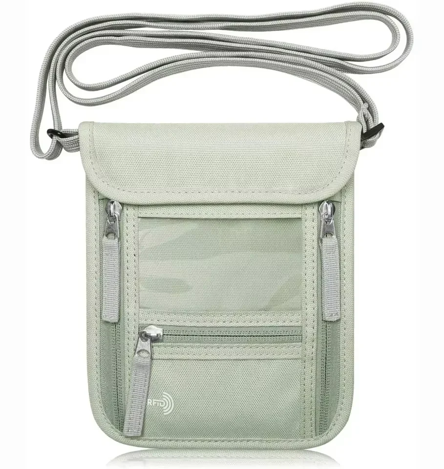 RFID Blocking Conceal Travel Pouch Passport Holder nylon neck wallet badge holder Neck Wallet