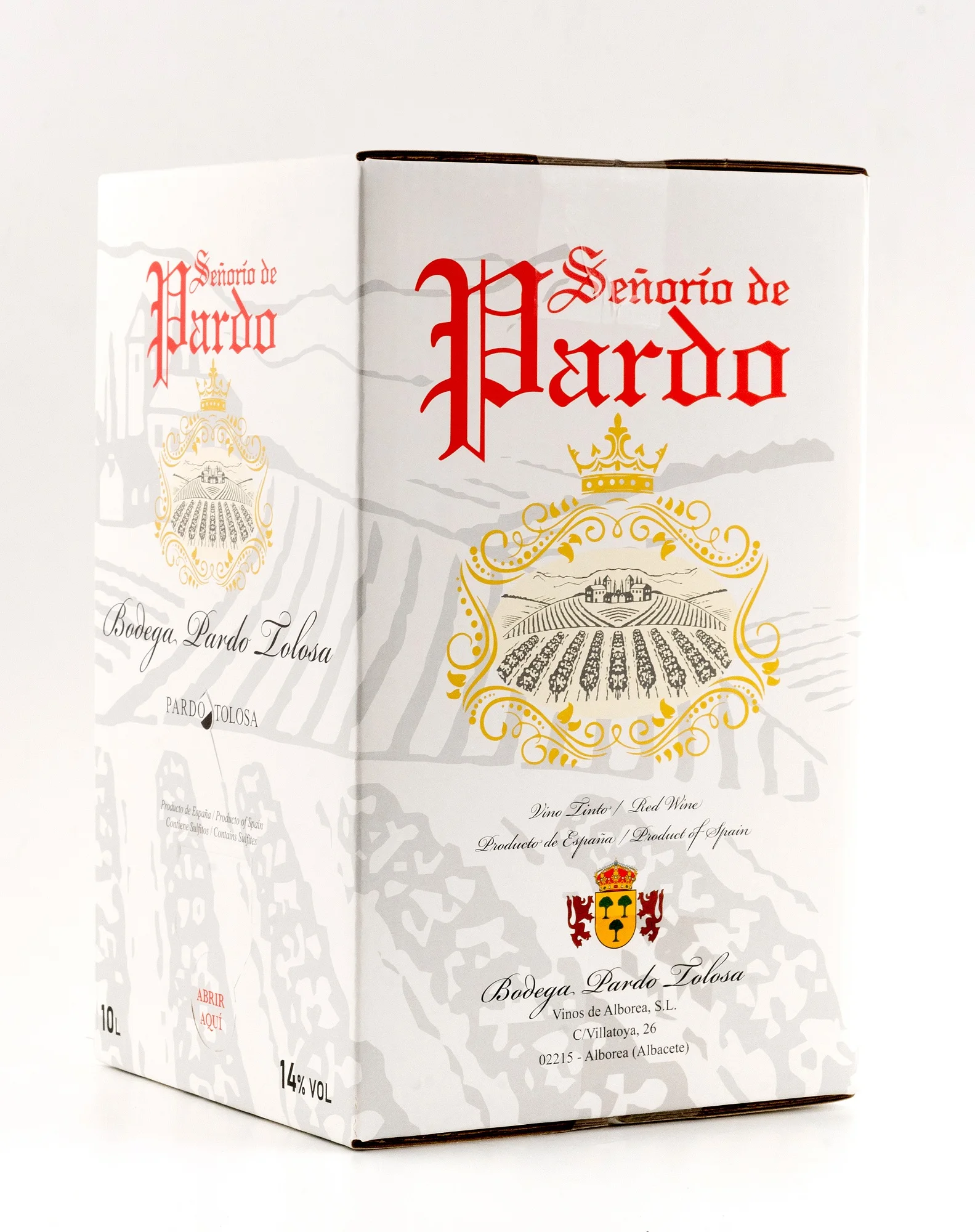 Испанское Красное вино Senorio de Pardo настольное красное от Manchuela - La Mancha 10 л в упаковке нагрудник-14% спирт