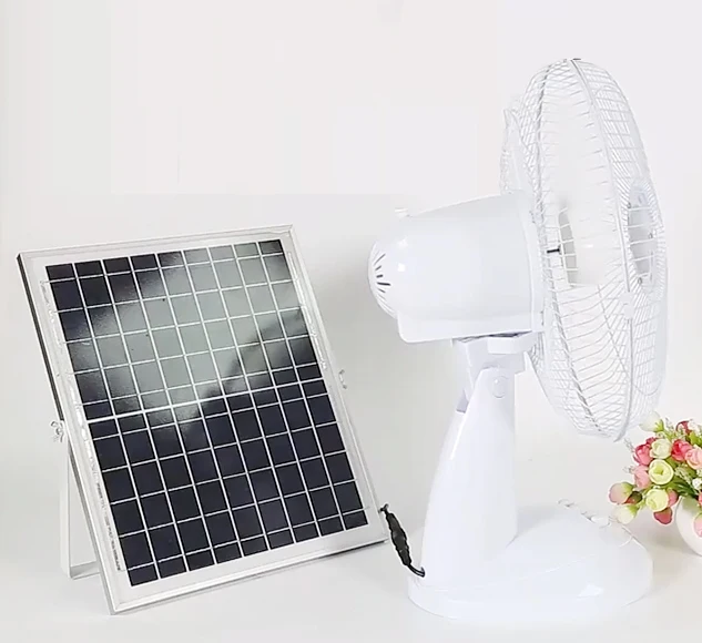 12 inch solar power table fan Battery solar desk fan rechargeable solar fan