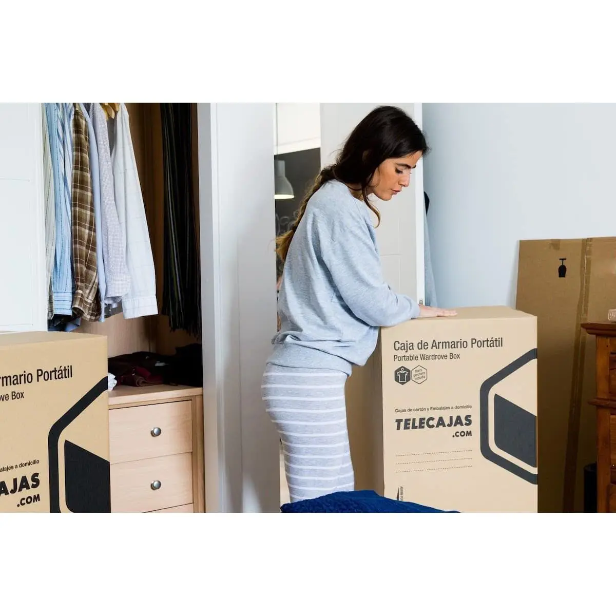 TELECAJAS Cajas Armario Portátil para Ropa (50x50x101 см) Ropero en Mudanzas Pack de 2 ud (включая барраса)