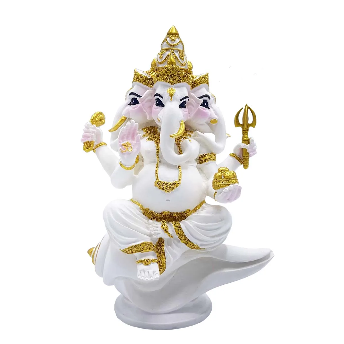 Resin Crafts Ganesh Statue Hindu Style for Diwali Gifts Home Decor Lord Ganesha Idol Statue White Ganesh Figurine