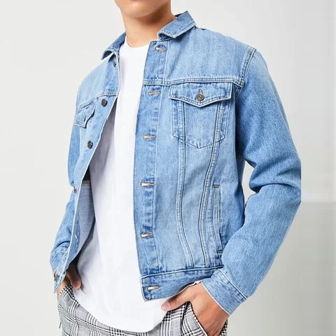 Mens Denim Jean Jacket Trendy Fashion Ripped Denim Thrift Store Dubai Used Clothes Bales