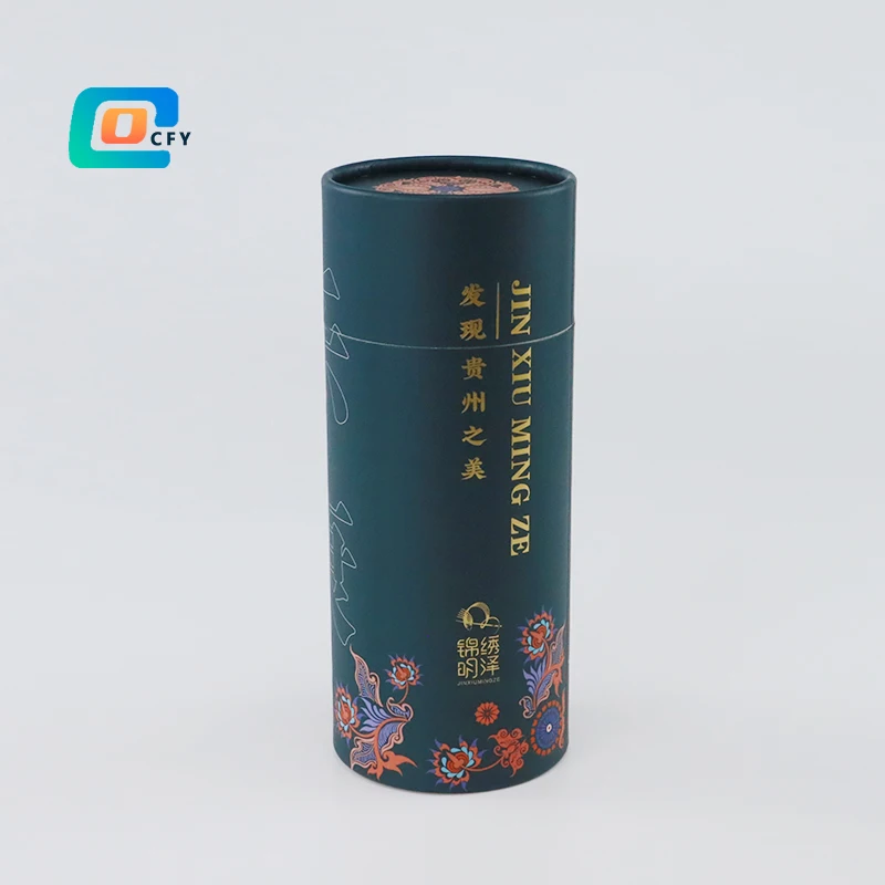 Luxury Hot Stamping Water Bottle Gift Round Box Recyclable Black Underwear clothes Cylindrical Tube Packaging