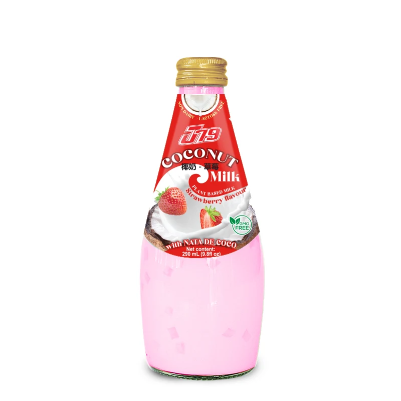 Premium Quality 290ml J79 Coconut Milk Strawberry Flavor & Nata De Coco Cheap Price Best Selling Private Label OEM ODM HALAL