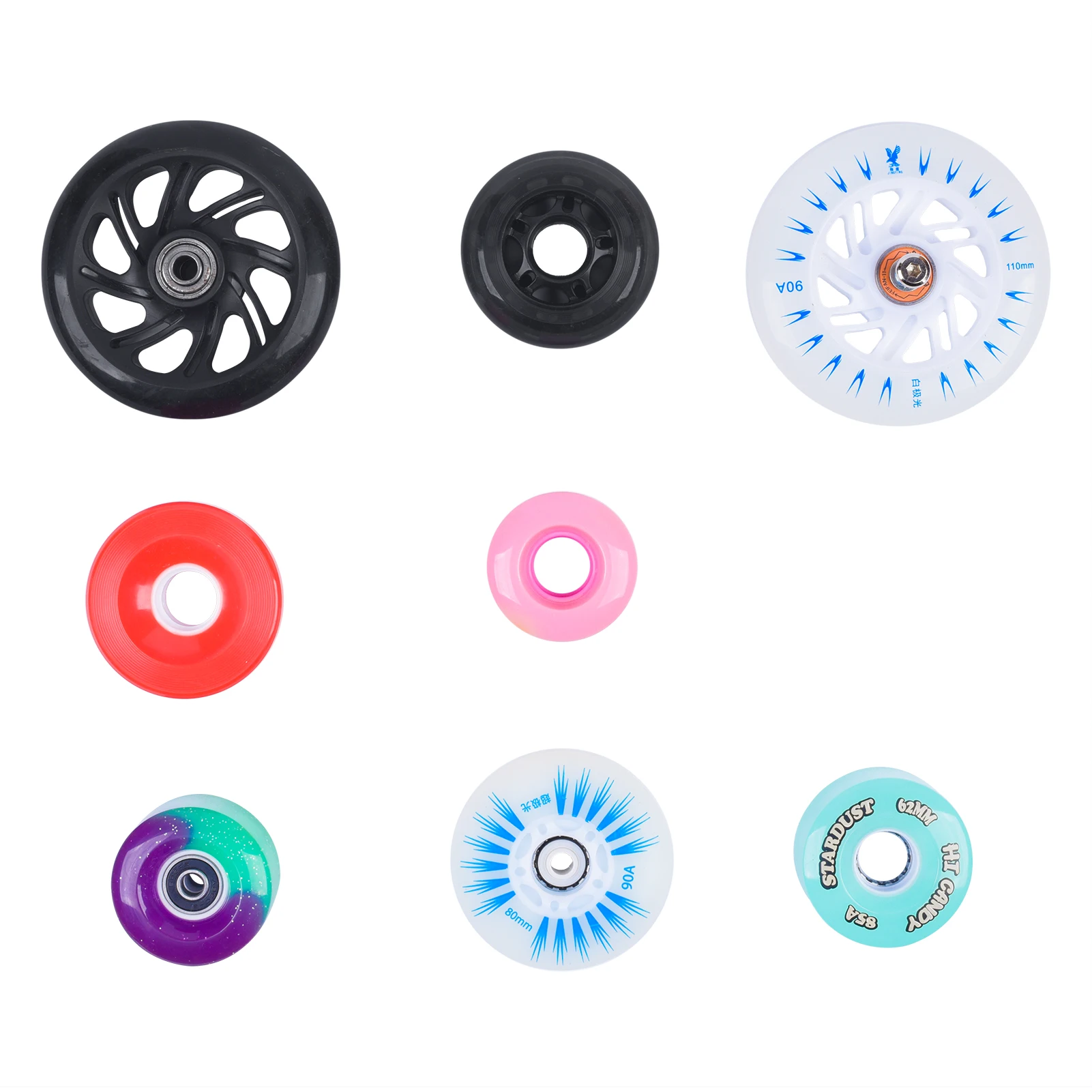 80*24Mm Wholesale 90A Hardness Customized Inline Quad Roller Skate Scooter Baby Swing Car Flashing Roller Pu Wheel