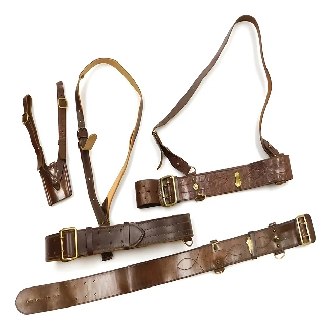 Custom Original Cowhide Soft Leather Cross Over Belt Sam Browne Genuine Leather Belts