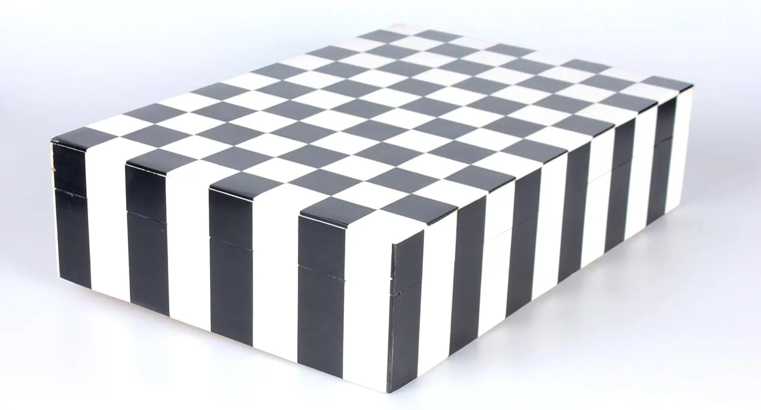 Handmade Black & White Bone Checkered Box For Use Storage And Home Decor