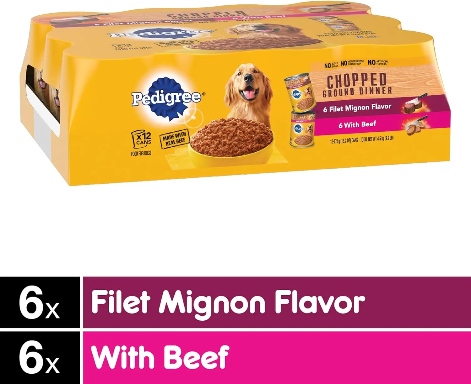 Adult Variety Pack of 12 13.2 oz. Canned Soft Wet Dog Food Flavors Include Filet Mignon and Beef for Fish Lovers