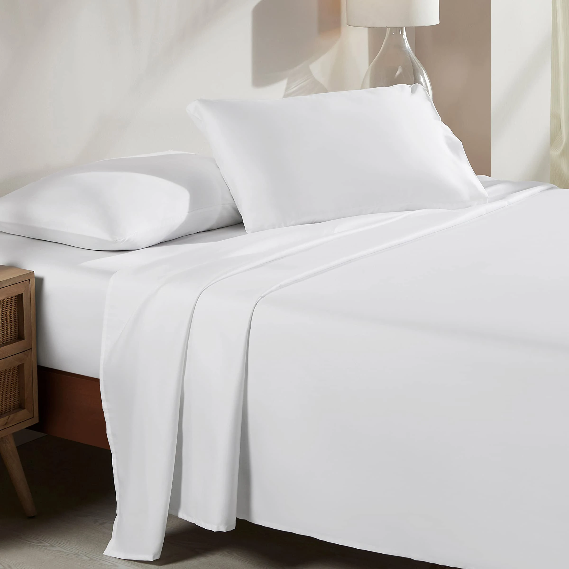 Soft Professional Quality 100% Cotton King Size Bed Linen Sheets Hotel Quality White Color Bedsheets for Sale