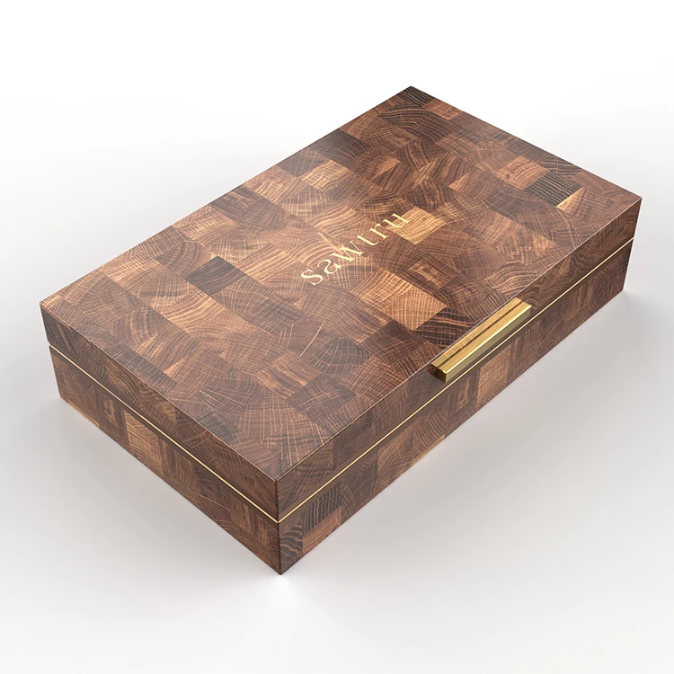 Customized Wood Grain Plaid Pattern Wood Lacquered Packing Gift Wooden Tea Box