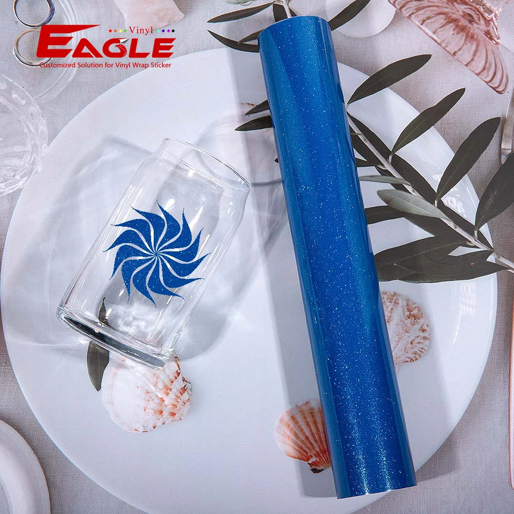 Wholesale Super Glitter Pattern Permanent Vinyl Rolls 7 Colors Self Adhesive Craft Vinyl For Cricut Cutting